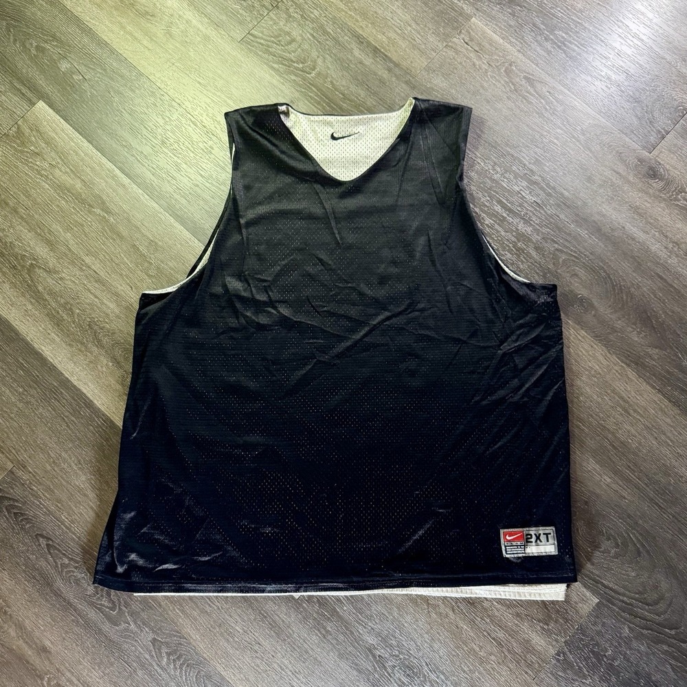NIKE Reversible Basketball Jersey Tank Top 2XL Black White Mesh Athletic Y2K Vtg